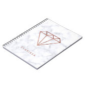 elegant, helder roos gouddiamant witte marmer notitieboek (Linkerzijde)