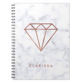 elegant, helder roos gouddiamant witte marmer notitieboek (Voorkant)