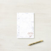 elegant, helder roos gouddiamant witte marmer post-it® notes (Op bureau)