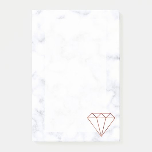 elegant, helder roos gouddiamant witte marmer post-it® notes (Voorkant)