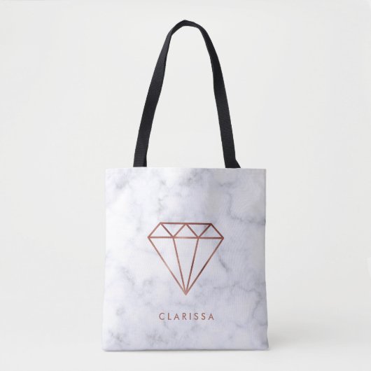 elegant, helder roos gouddiamant witte marmer tote bag (Voorkant)