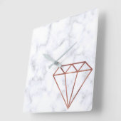 elegant, helder roos gouddiamant witte marmer vierkante klok (Hoek)