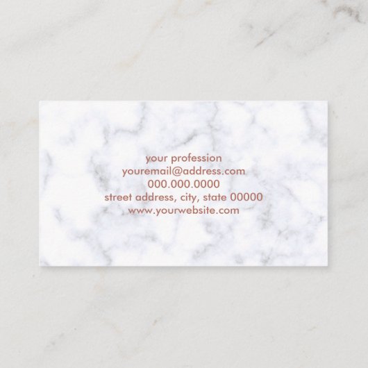 elegant, helder roos gouddiamant witte marmer visitekaartje (Achterkant)