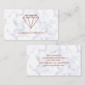 elegant, helder roos gouddiamant witte marmer visitekaartje (Voorkant / Achterkant)