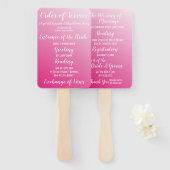 Elegant helder roze bruiloft programma handwaaier (Voorkant en achterkant)