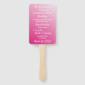 Elegant helder roze bruiloft programma handwaaier (Achterkant)