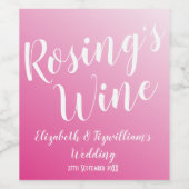 Elegant helder roze wijnlabel wijn etiket (Enkel label)