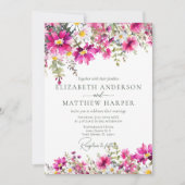 Elegant Helder Roze Wildbloemen Bloemen Bloemen Br Kaart (Voorkant)