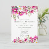 Elegant Helder Roze Wildbloemen Bloemen Bloemen Br Kaart (Staand voorkant)