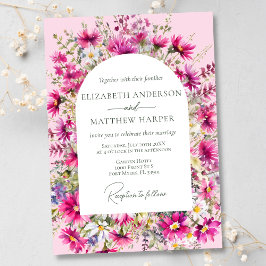 Elegant Helder Roze Wildbloemen Bloemen Bloemen Br Kaart