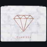 Elegant helder rozen gouden folie diamant wit marm iPad cover<br><div class="desc">Modern en trendy ontwerp met faux roos gouden folie diamant en wit marmer.</div>