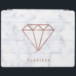 Elegant helder rozen gouden folie diamant wit marm iPad cover<br><div class="desc">Modern en trendy ontwerp met faux roos gouden folie diamant en wit marmer.</div>