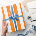 Elegant Helder Sinaasappel en Wit Gestreept Patroo Cadeaupapier<br><div class="desc">Eenvoudig fel sinaasappel streep inpakpapier - ideaal voor bruiloften,  vrijgezellenfeesten en verjaardagen.</div>