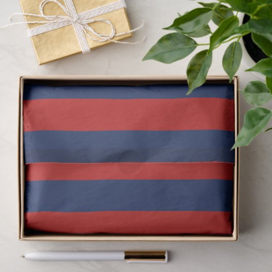 Elegant helderblauw en rood gestreept patroon tissuepapier (Geschenk)