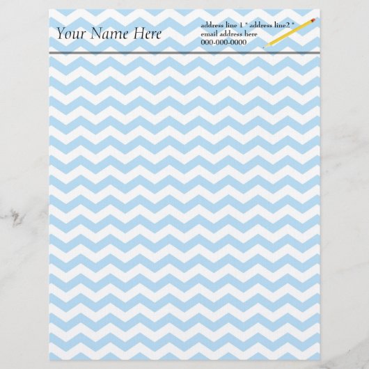 Elegant heldere blauwe chevron zigzag strepen. briefhoofd ontwerp (Voorkant)