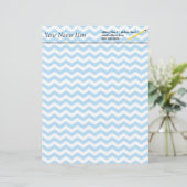 Elegant heldere blauwe chevron zigzag strepen. briefhoofd ontwerp (Staand voorkant)