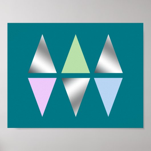 elegant heldere, zilveren geometrische driehoeken  poster (Voorkant)