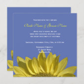 Elegant, heldere zonnebloem in blauw, bruiloft nod kaart (Voorkant / Achterkant)