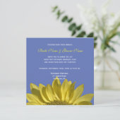 Elegant, heldere zonnebloem in blauw, bruiloft nod kaart (Staand voorkant)