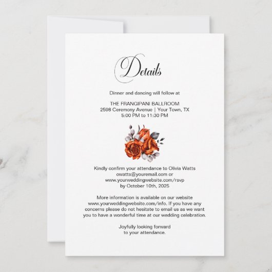 Elegant helemaal in één Oranje Roos Kaart (Achterkant)