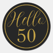 Elegant Hello 50 Birthday Design Ronde Sticker (Voorkant)
