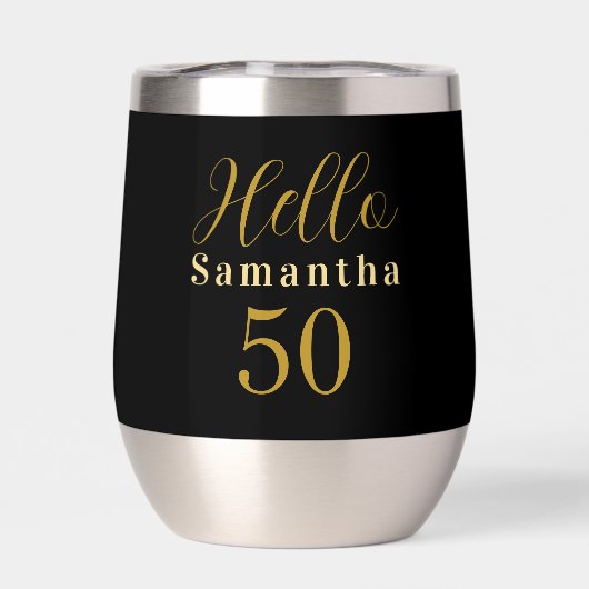 Elegant Hello 50 Black Gold 50th Birthday (Achterkant)