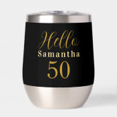 Elegant Hello 50 Black Gold 50th Birthday (Voorkant)