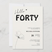 Elegant Hello Forty Bold Typography 40th Birthday Kaart (Voorkant)