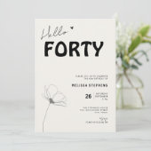 Elegant Hello Forty Bold Typography 40th Birthday Kaart (Staand voorkant)