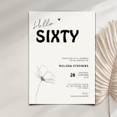 Elegant Hello Sixty Bold Typography 60th Birthday Kaart