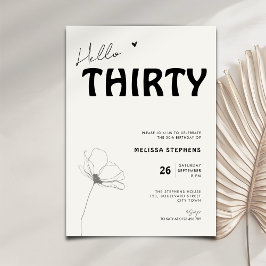 Elegant Hello Thirty Bold Typography 30th Birthday Kaart
