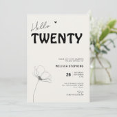 Elegant Hello Twenty Bold Typography 20th Birthday Kaart (Staand voorkant)