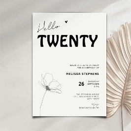 Elegant Hello Twenty Bold Typography 20th Birthday Kaart