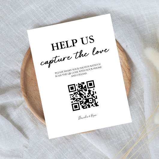Elegant help ons de Love QR-code vast te leggen Reclamebord Met Voetstuk