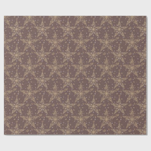 Elegant Hemels Filigraan Sterrenpatroon - Bruin Cadeaupapier