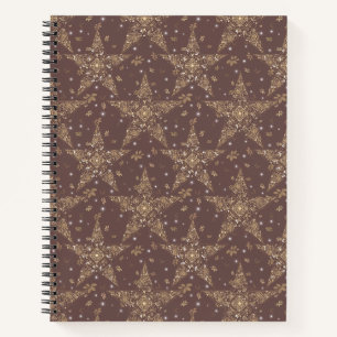 Elegant Hemels Filigraan Sterrenpatroon - Bruin Notitieboek