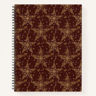 Elegant Hemels Filigraan Sterrenpatroon - Rood Notitieboek