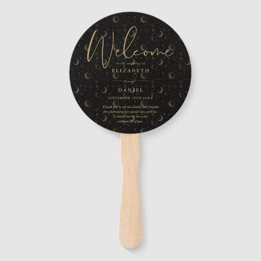 Elegant Hemels Mystiek Trouwprogramma Hart Handwaaier (Voorkant)