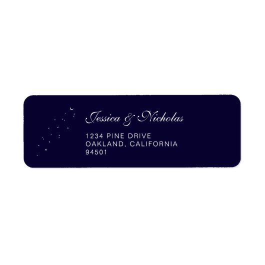 Elegant hemels script bruiloft retour adres etiket (Voorkant)