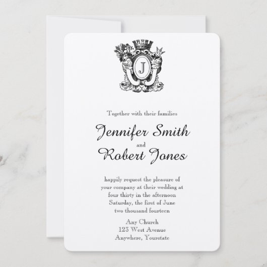 Elegant Heraldry Monogram Weddenschap Kaart (Voorkant)