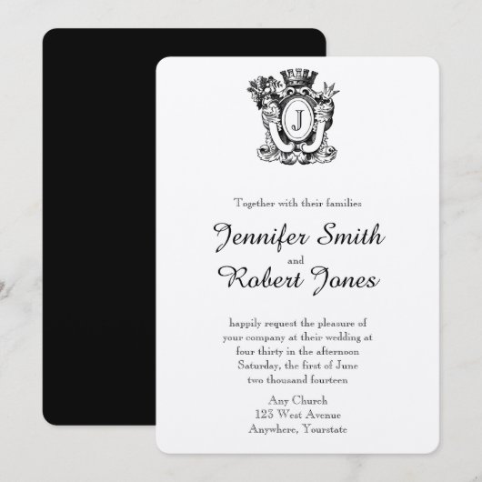 Elegant Heraldry Monogram Weddenschap Kaart (Voorkant / Achterkant)