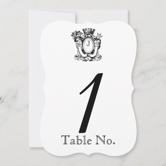 Elegant Heraldry Monogram Weddenschappen Table Num Kaart (Voorkant)