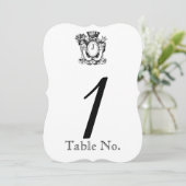 Elegant Heraldry Monogram Weddenschappen Table Num Kaart (Staand voorkant)