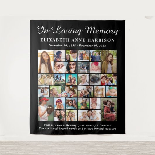 Elegant Herdenking 30 Foto Wandkleed (Voorkant)