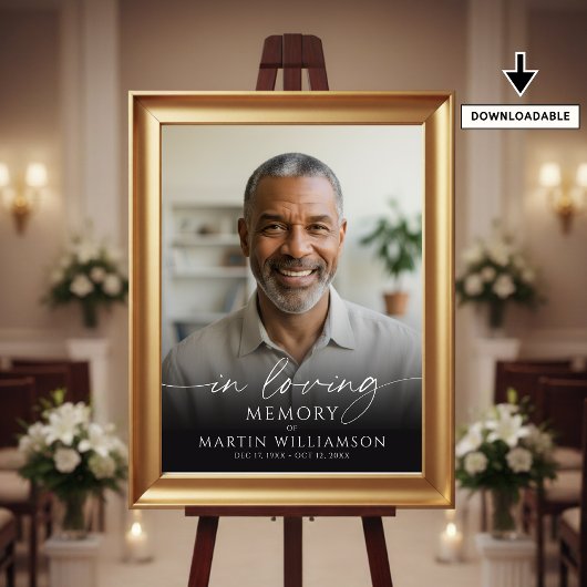 Elegant herdenkingsfoto script welkomstbord poster