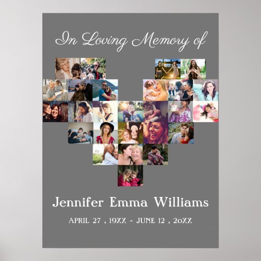 Elegant herdenkingsfotocollage Funeral Sympathy P Poster (Voorkant)