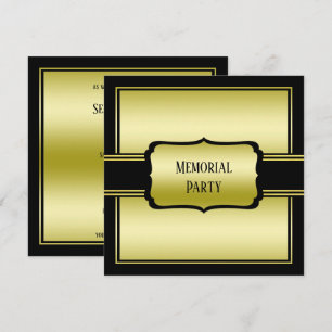 Elegant heren goud & zwart herdenkingspartij kaart
