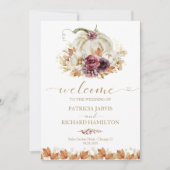 Elegant Herenfst Wit Pompoen Huwelijksprogramma Kaart (Voorkant)