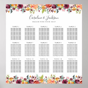 Elegant herfst 15-tafel weddenschapenkaart poster