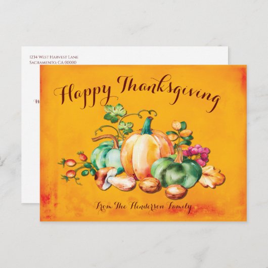 Elegant Herfst Autumn Harvest Thanksgiving Greetin Briefkaart (Voorkant / Achterkant)